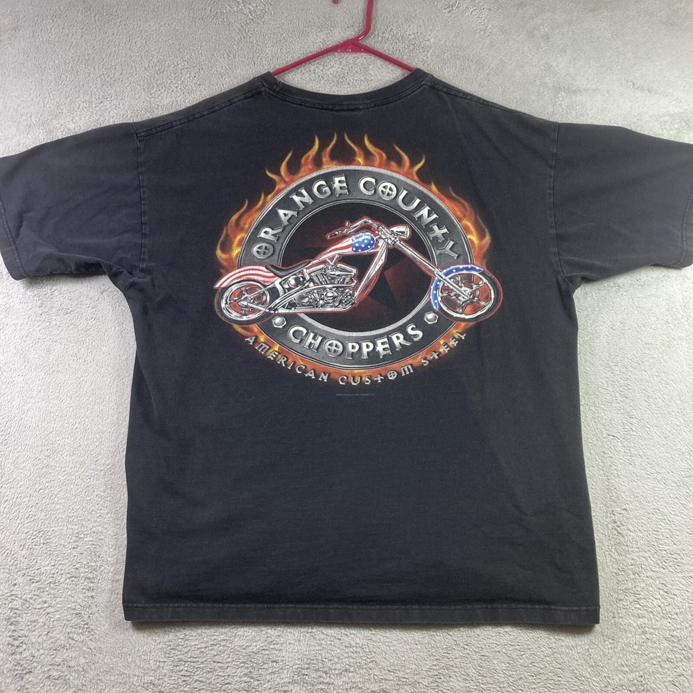 Vintage Motorcycle Shirt Adult XL Black Orange County Choppers Biker Graphic Tee